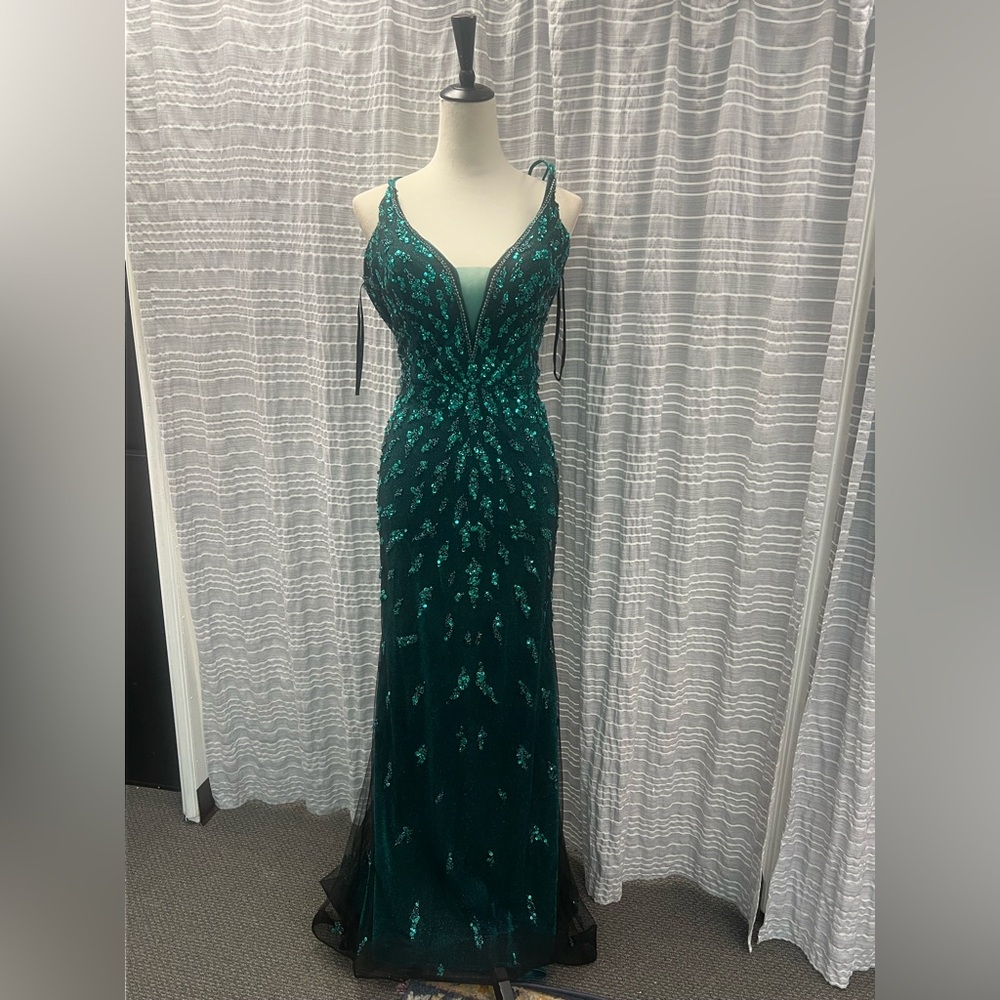 Splash Teal Embellished Prom Dress